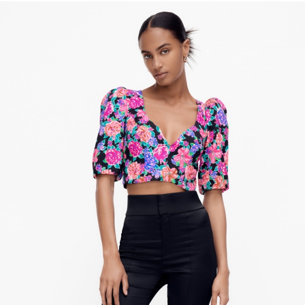 Zara Floral Print Cropped Top